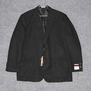 Louis Martin Blazer Jacket Mens 46R Black 100% Polyester Suit Coat